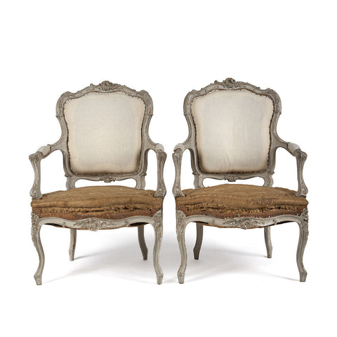 Pair of Painted Carved Armchairs