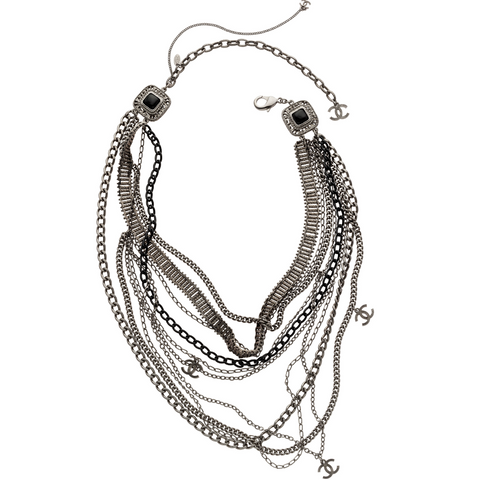 Gunmetal Multichain Chanel Necklace