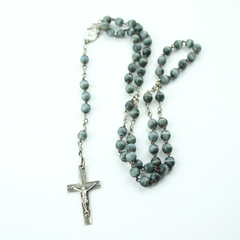 Blue Rosary Necklace