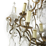 Eight Light Bronze & Crystal Chandelier
