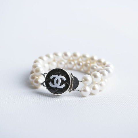 White and Black Textured Double Strand Bracelet