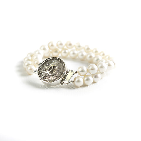 Silver Chanel Double Strand Necklace