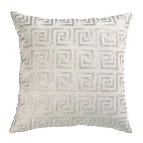 Greek Key Pillow Metallic Silver